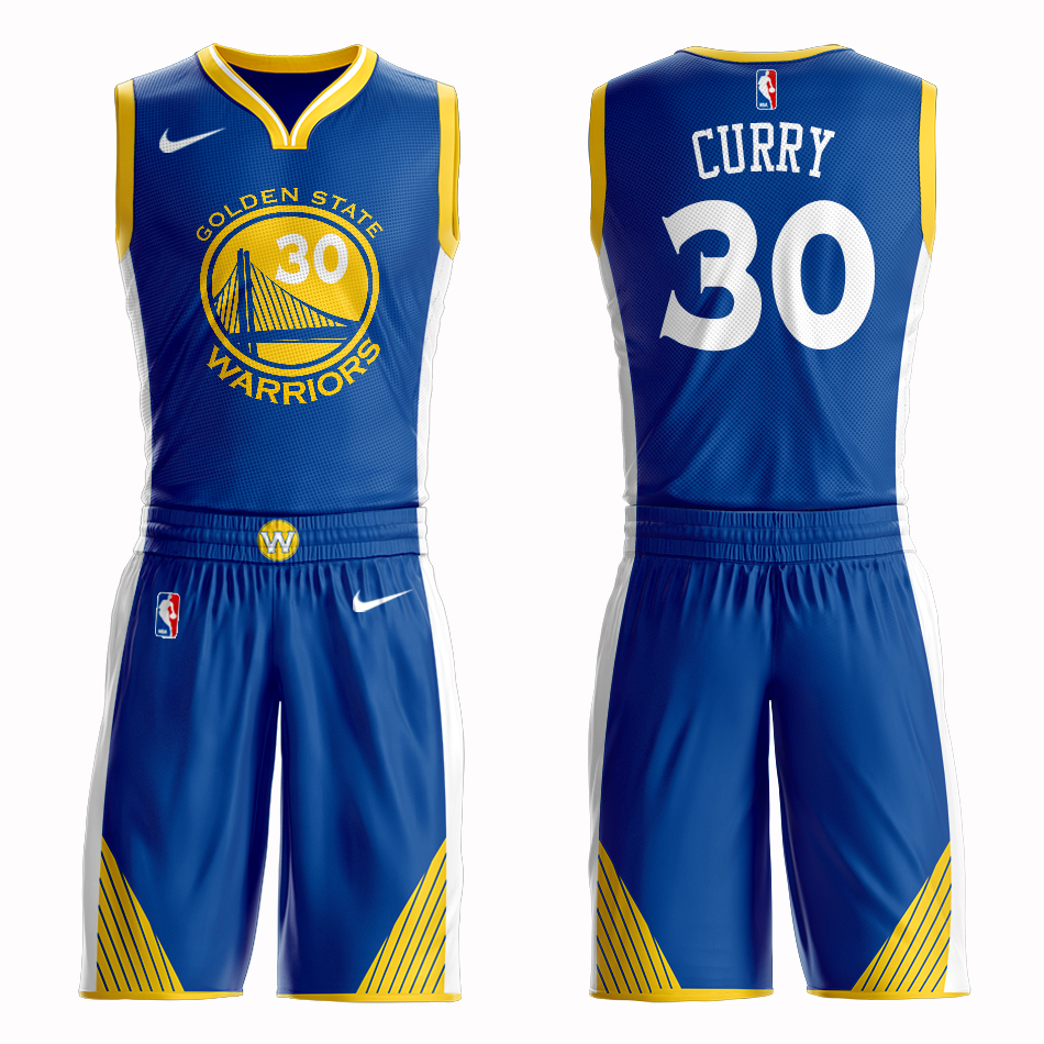 Men 2019 NBA Nike Golden State Warriors #30 Curry blue Customized jersey